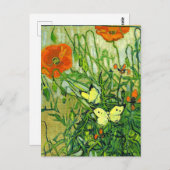 Van Gogh - Vlinders en klaprozen, beroemd kunstwer Briefkaart (Voorkant / Achterkant)