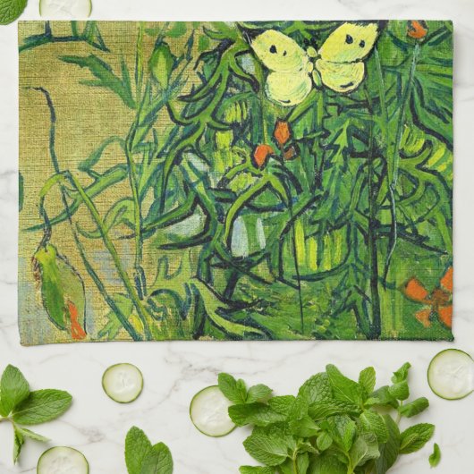 Van Gogh - Vlinders en Klaprozen Theedoek (Gevouwen)