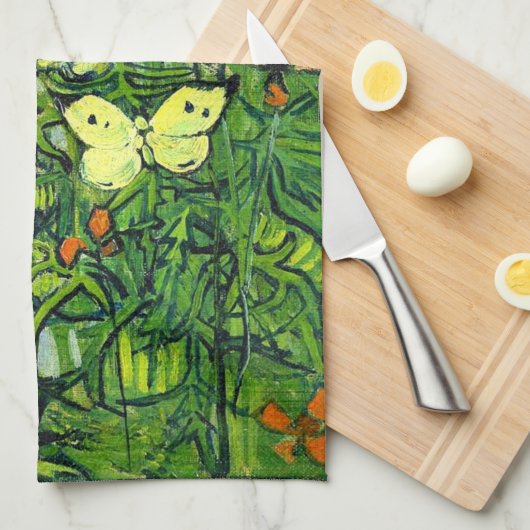 Van Gogh - Vlinders en Klaprozen Theedoek (Quarter Fold)