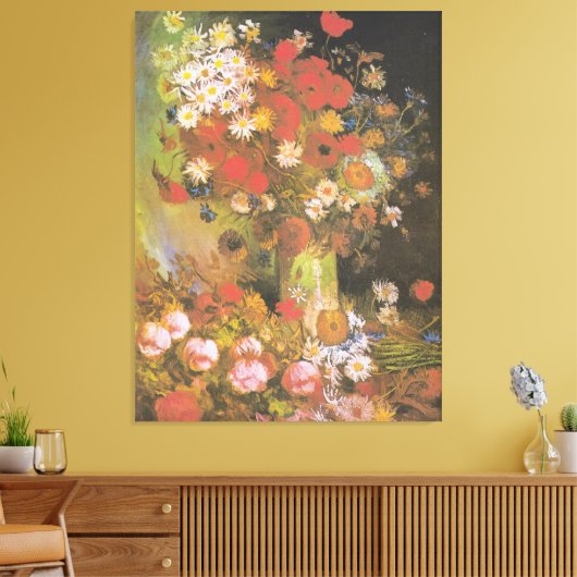 Van Gogh  volken en Chrysanthema Canvas Afdruk (Insitu (Woonkamer))