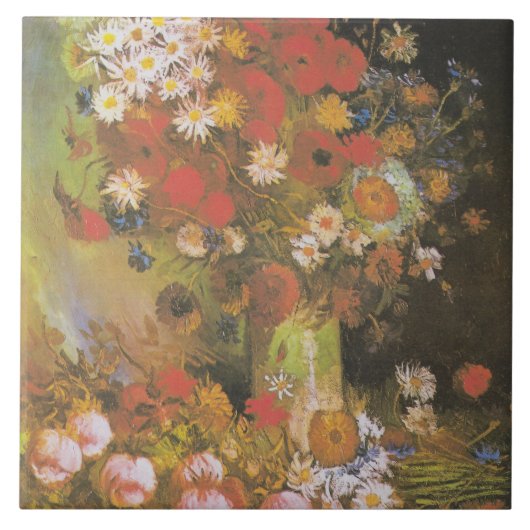Van Gogh  volken en Chrysanthema Tegeltje (Voorkant)