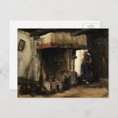 Van Gogh; Vrouw door een Hearth,  impressionisme Briefkaart (Voorkant / Achterkant)