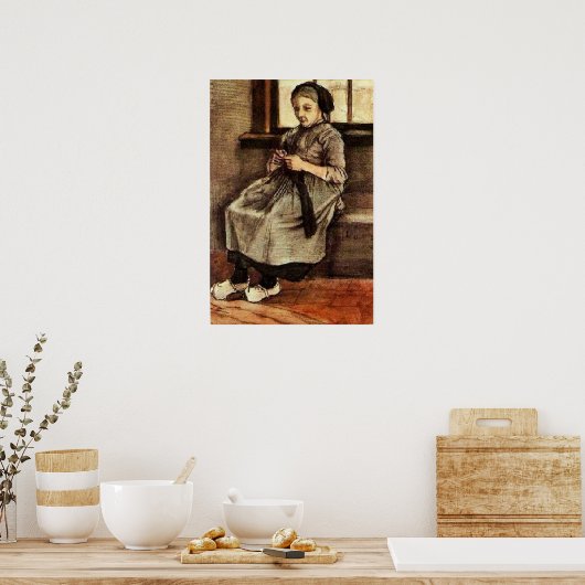 Van Gogh - Vrouw verstelt kousen, Poster (Keuken)