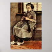 Van Gogh - Vrouw verstelt kousen, Poster (Voorkant)