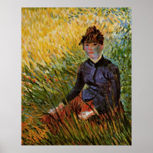 Van Gogh; Vrouw zittend in gras, Vintage Fijne Kun Poster