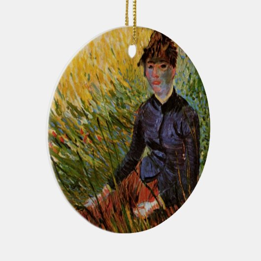 Van Gogh; Vrouwen zitten in gras,  kunst Keramisch Ornament (Rechts)