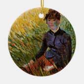 Van Gogh; Vrouwen zitten in gras,  kunst Keramisch Ornament (Voorkant)