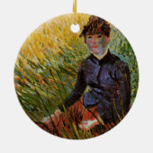 Van Gogh; Vrouwen zitten in gras,  kunst Keramisch Ornament (Achterkant)