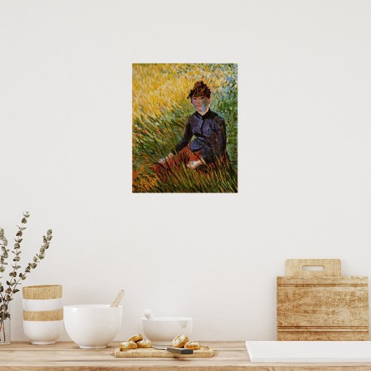 Van Gogh; Vrouwen zitten in gras,  kunst Poster (Keuken)