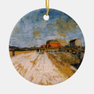 Van Gogh Wandelend langs de Parijse Wallen Keramisch Ornament