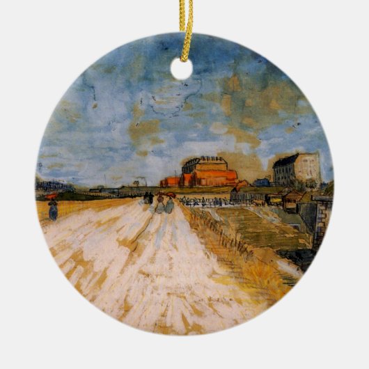 Van Gogh Wandelend langs de Parijse Wallen Keramisch Ornament (Voorkant)