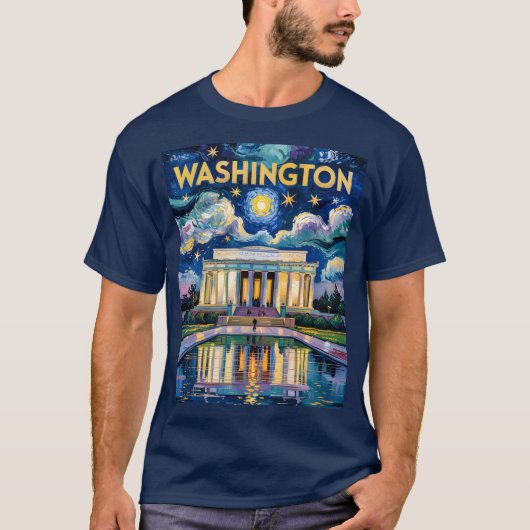 Van Gogh Washington DC Lincoln Memorial Painting T-shirt (Voorkant)
