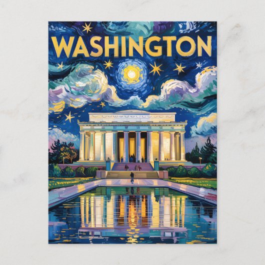 Van Gogh Washington DC Reis Kunst Lincoln Memorial Briefkaart (Voorkant)