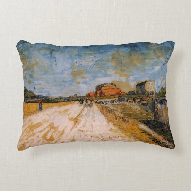 Van Gogh Weg langs de Parijse Wallen Accent Kussen (Voorkant)