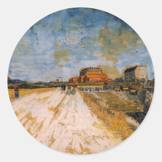 Van Gogh Weg langs de Parijse Wallen Ronde Sticker (Voorkant)