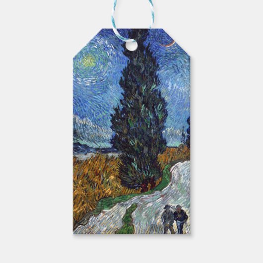 Van Gogh Weg Met Cipressen Impressionisme Cadeaulabel (Voorkant)