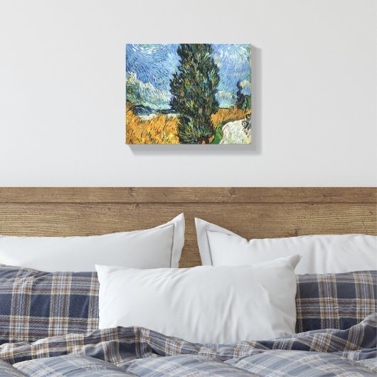 Van Gogh weg met cipressen impressionisme Canvas Afdruk (Insitu (Slaapkamer))