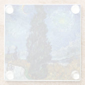 Van Gogh weg met cipressen impressionisme Glazen Onderzetter (Achterkant)