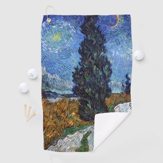 Van Gogh Weg Met Cipressen Impressionisme Golfhanddoek (Insitu)