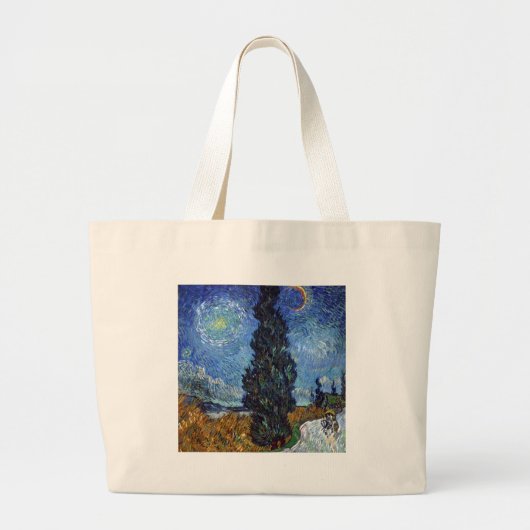 Van Gogh weg met cipressen impressionisme Grote Tote Bag (Voorkant)