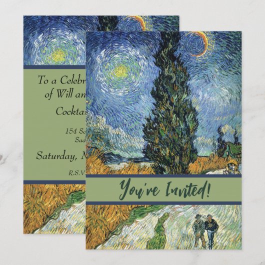 Van Gogh weg met cipressen impressionisme Kaart (Voorkant / Achterkant)