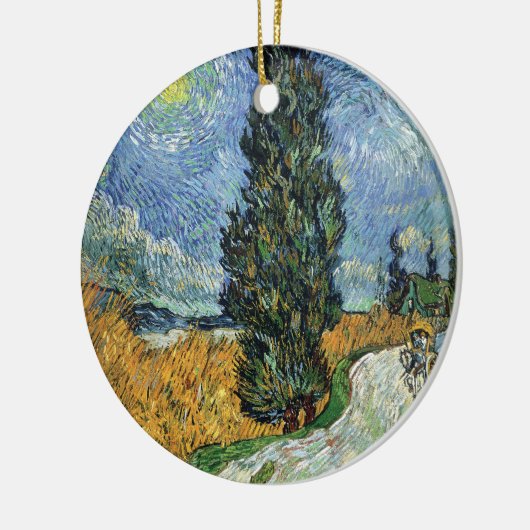 Van Gogh weg met cipressen impressionisme Keramisch Ornament (Links)