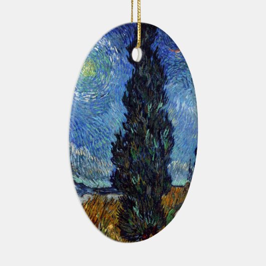Van Gogh weg met cipressen impressionisme Keramisch Ornament (Rechts)