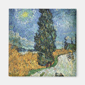 Van Gogh weg met cipressen impressionisme Magneet (Voorkant)