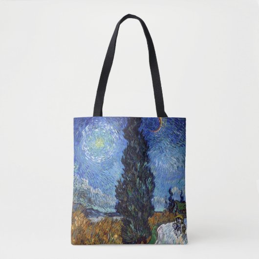 Van Gogh weg met cipressen impressionisme Tote Bag (Voorkant)
