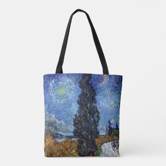 Van Gogh weg met cipressen impressionisme Tote Bag (Achterkant)