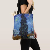 Van Gogh weg met cipressen impressionisme Tote Bag (Dichtbij)
