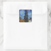 Van Gogh weg met cipressen impressionisme Vierkante Sticker (Tas)