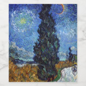 Van Gogh weg met cipressen impressionisme Wijn Etiket (Enkel label)