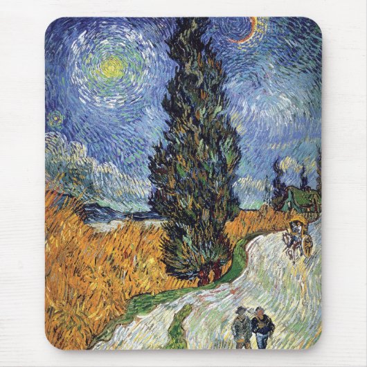 Van Gogh - Weg met cipressen Muismat (Voorkant)