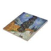 Van Gogh - Weg met cipressen Tegeltje (Zijkant)