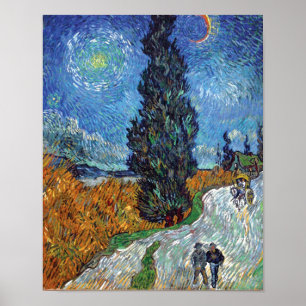 Van Gogh - weg met Cypresses Fine Art Poster