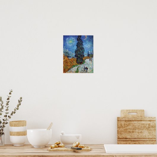 Van Gogh - weg met Cypresses Fine Art Poster (Keuken)