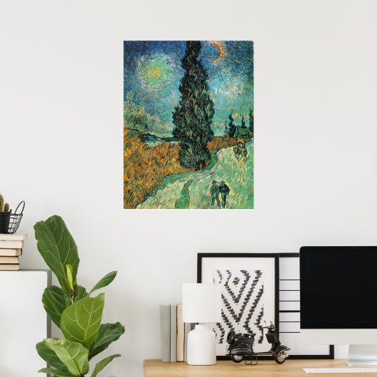 VAN GOGH - WEGEN MET CYPRESS EN STAR POSTER (Thuiskantoor)