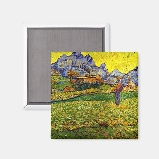 Van Gogh - Weide in de Bergen Magneet (Voorkant / Achterkant)