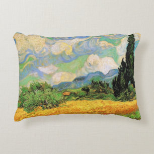 Van Gogh Wheat de Cipressen van het Gebied w in Decoratief Kussen