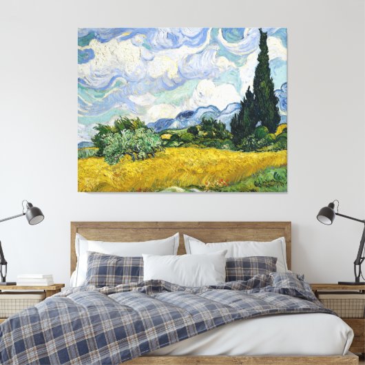 Van Gogh Wheat Field Cypresses Painting Canvas Afdruk (Insitu (Slaapkamer))