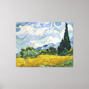 Van Gogh Wheat Field Cypresses Painting Canvas Afdruk