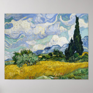 Van Gogh Wheat Field Cypresses Painting Poster