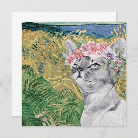 Van Gogh Wheat Field en Fancy kat (Voorkant / Achterkant)