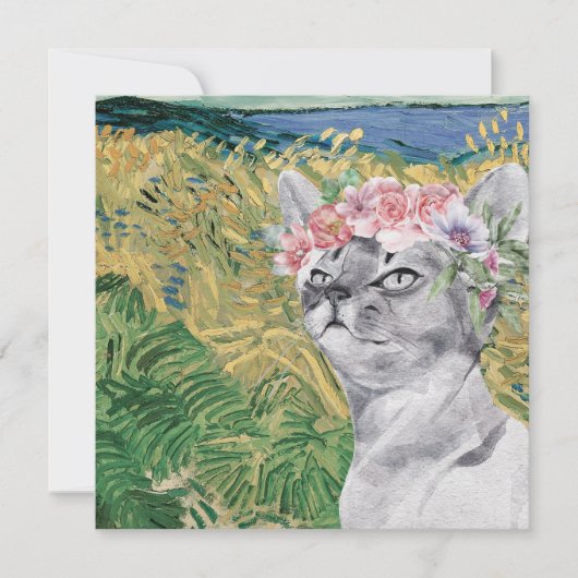 Van Gogh Wheat Field en Fancy kat (Voorkant)