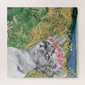 Van Gogh Wheat Field en Fancy kat Legpuzzel (Horizontaal)