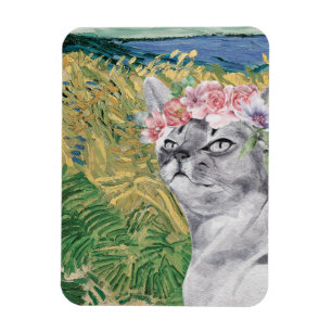 Van Gogh Wheat Field en Fancy kat Magneet