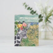 Van Gogh Wheat Field en Giraffe Compilation Briefkaart (Staand voorkant)