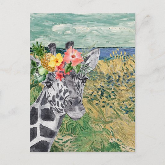 Van Gogh Wheat Field en Giraffe Compilation Briefkaart (Voorkant)