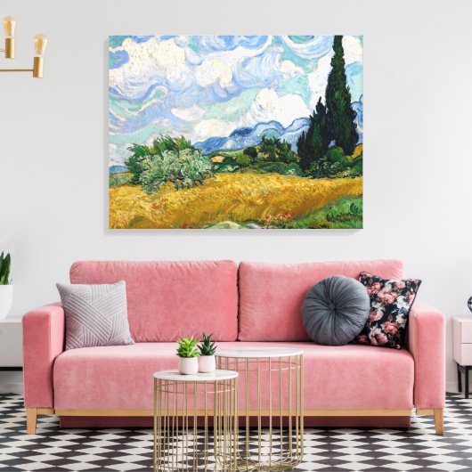 Van Gogh Wheat Field met Cypresses Canvas Afdruk (Insitu (Woonkamer))